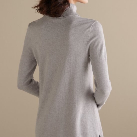 Soft Surroundings Deidre Light Gray Turtleneck Sweater Pullover Sz L - Picture 3 of 10